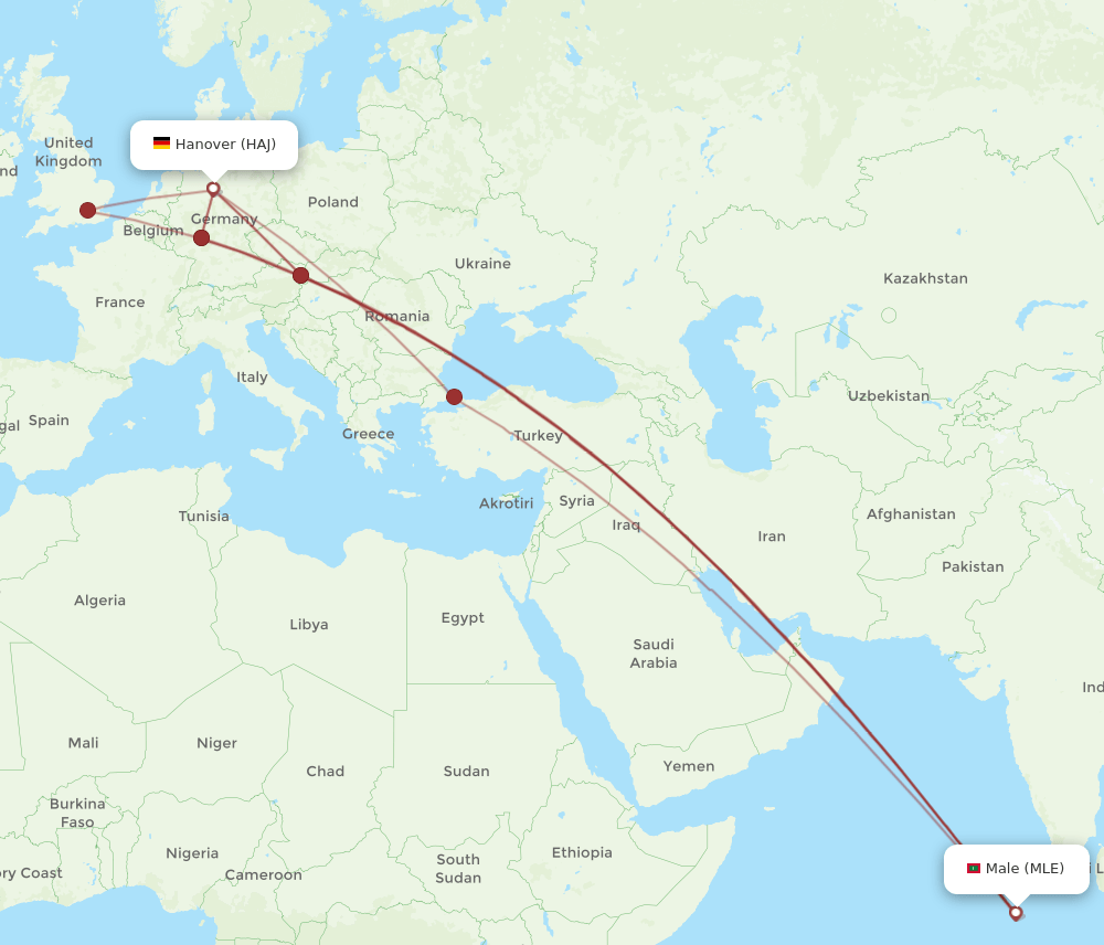 HAJ-MLE flight routes