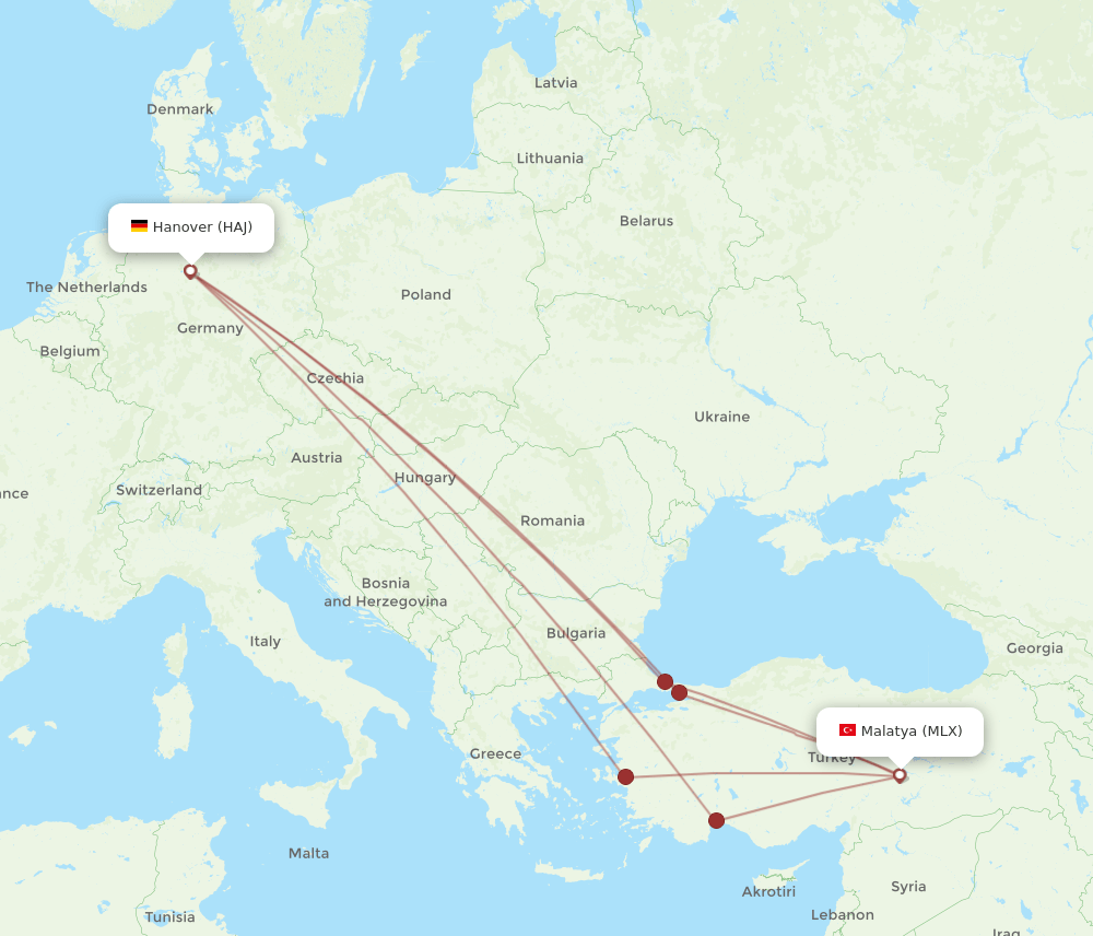 HAJ-MLX flight routes
