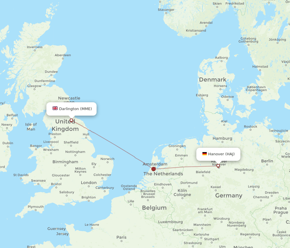 HAJ-MME flight routes