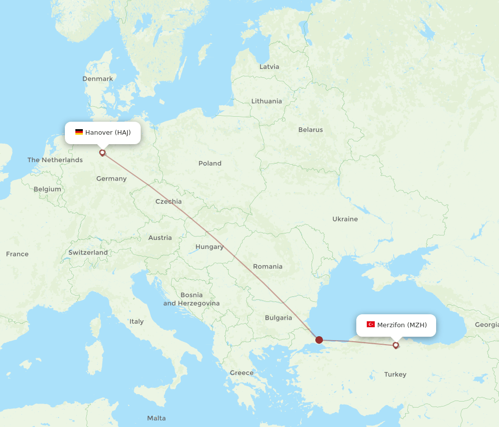 HAJ-MZH flight routes