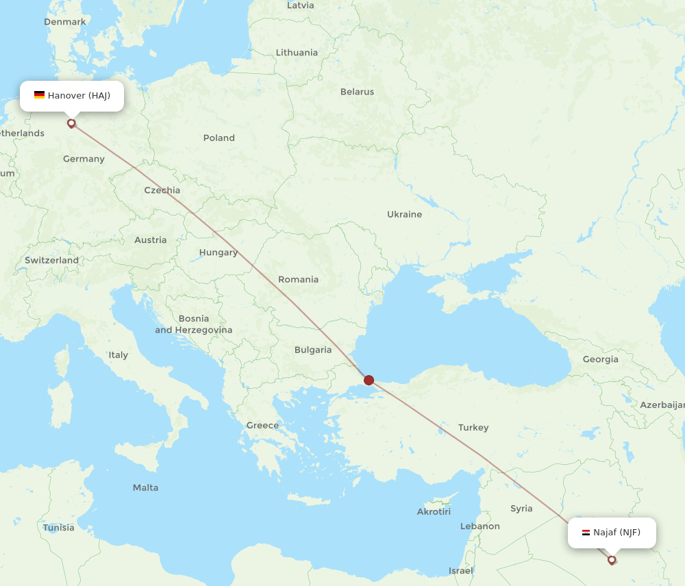 HAJ-NJF flight routes