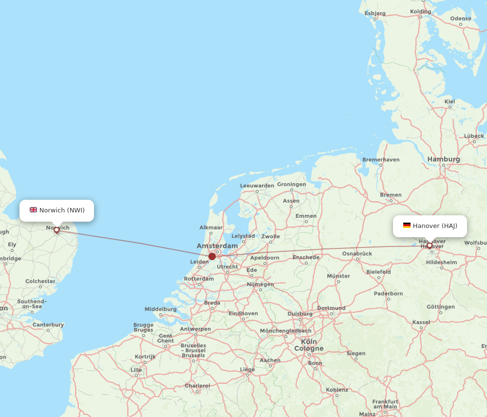 HAJ-NWI flight routes