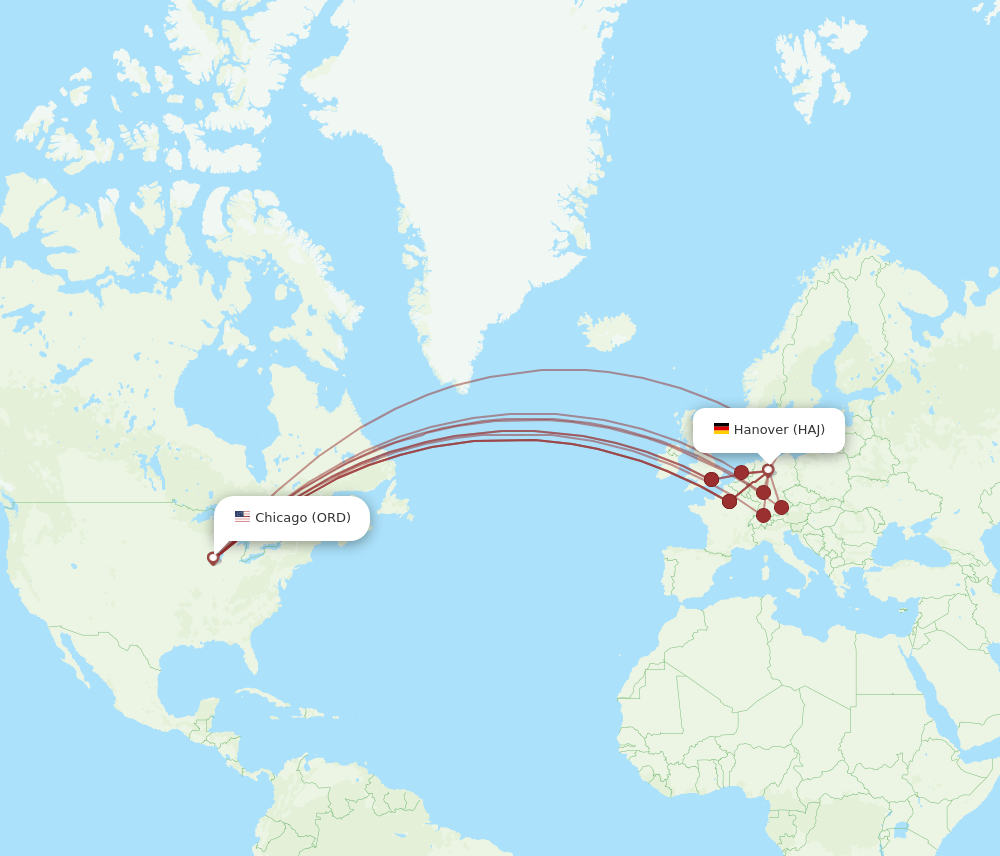 HAJ-ORD flight routes