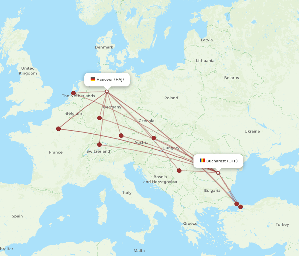 HAJ-OTP flight routes