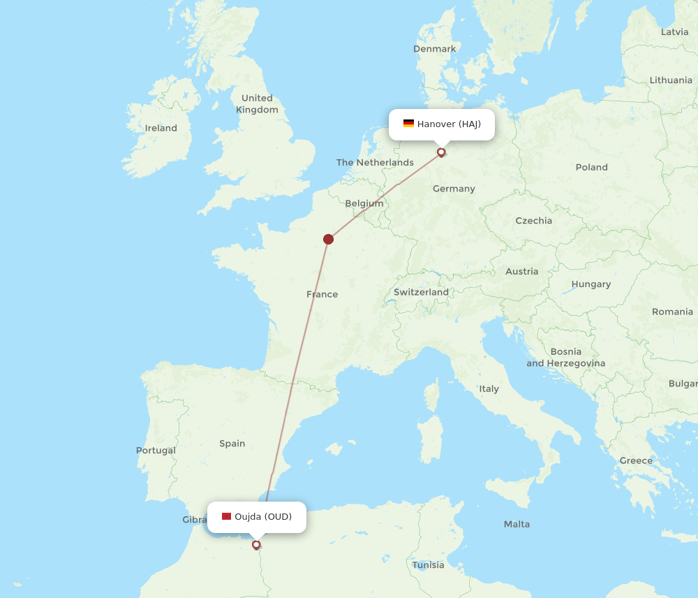 HAJ-OUD flight routes