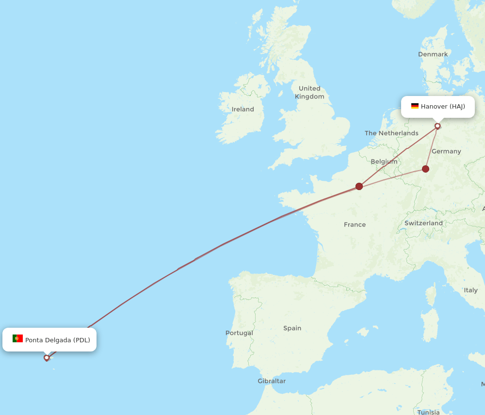 HAJ-PDL flight routes