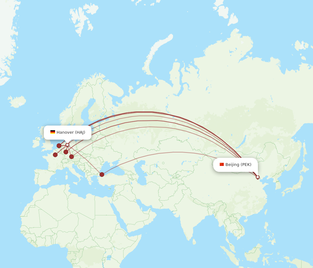 HAJ-PEK flight routes