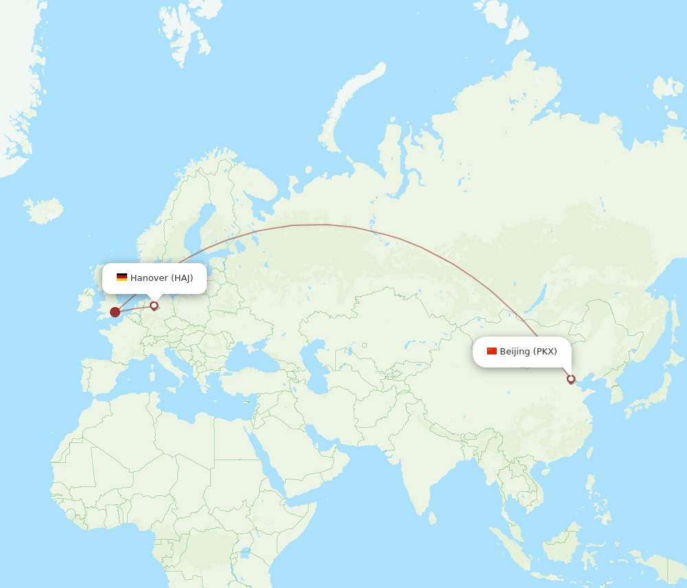 HAJ-PKX flight routes