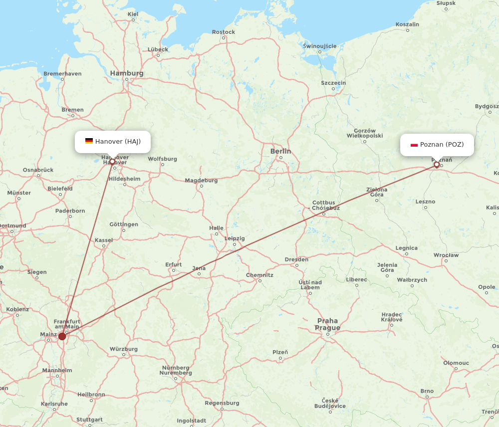 HAJ-POZ flight routes