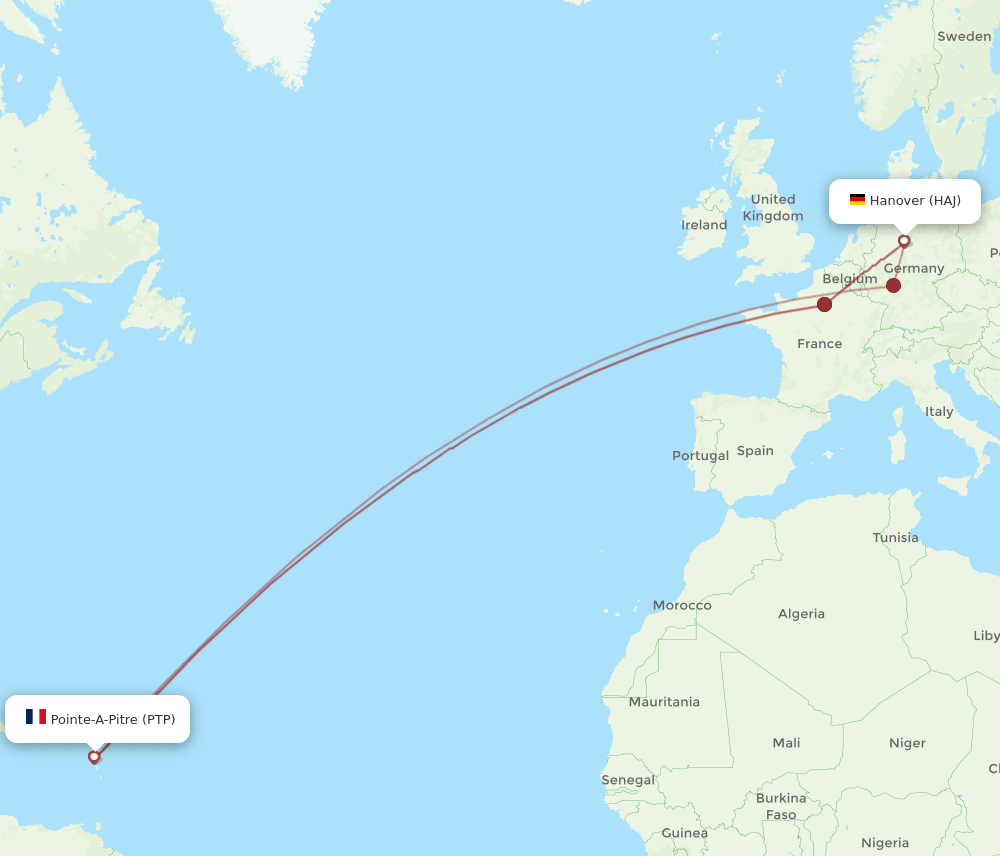 HAJ-PTP flight routes