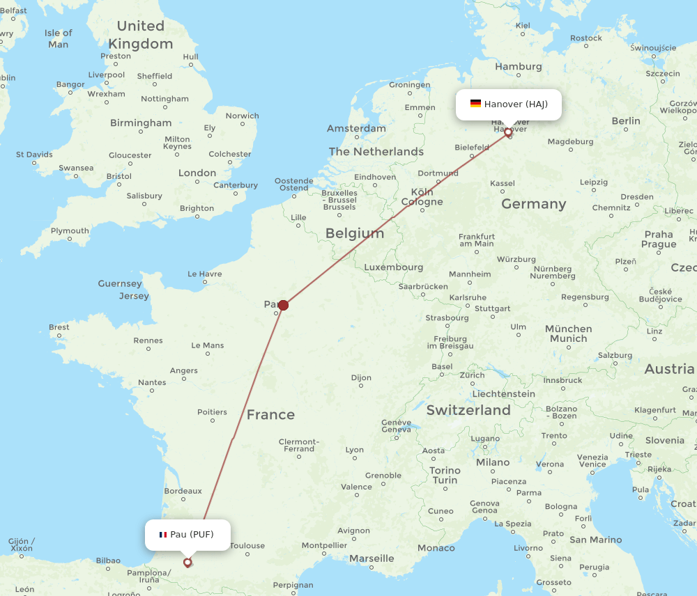 HAJ-PUF flight routes