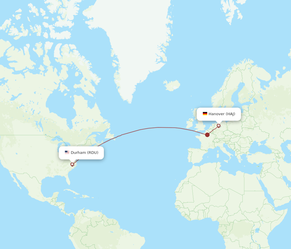 HAJ-RDU flight routes