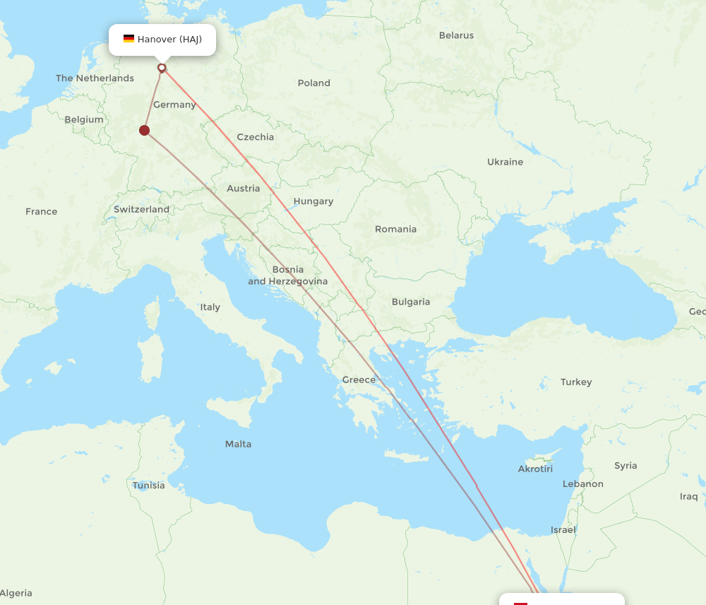 HAJ to RMF flights and routes map
