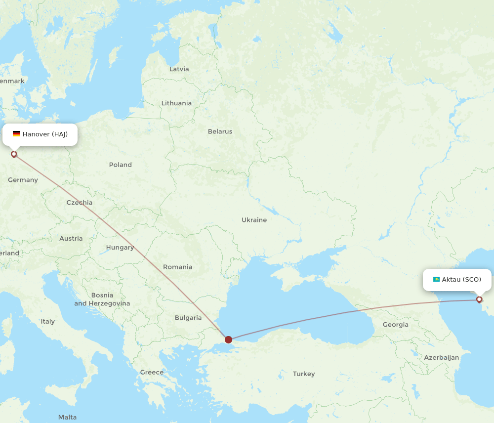 HAJ to SCO flights and routes map