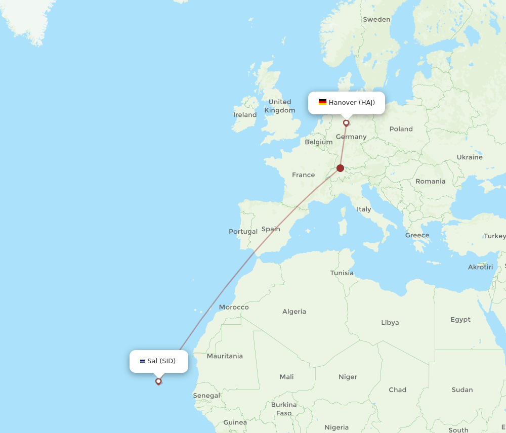 HAJ-SID flight routes