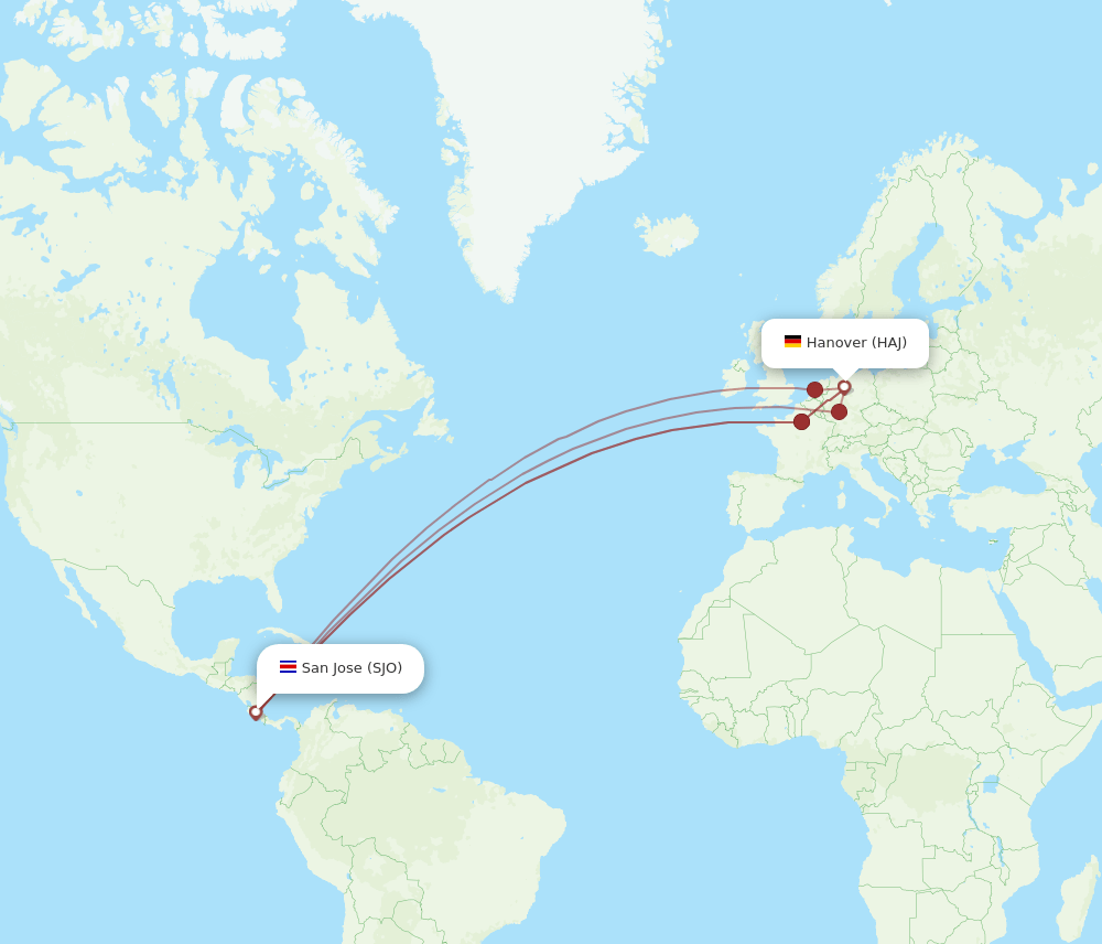 HAJ-SJO flight routes