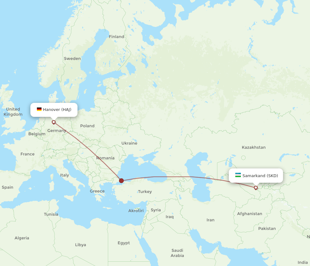 HAJ-SKD flight routes
