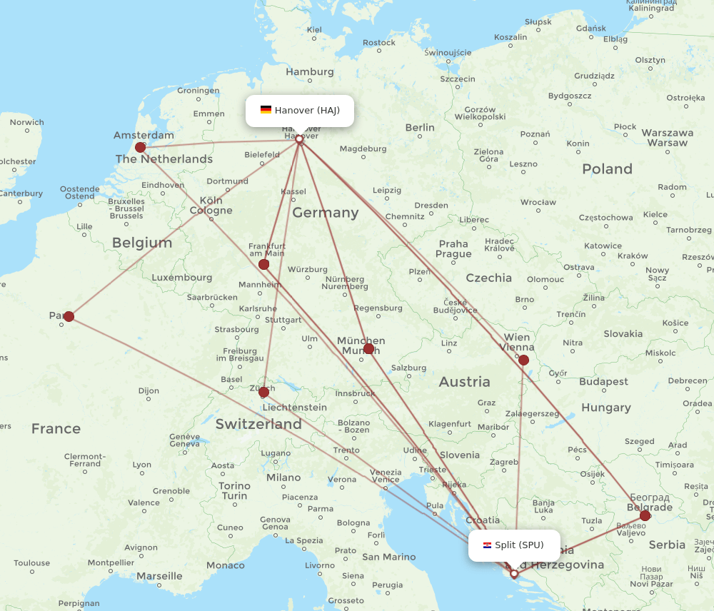 HAJ-SPU flight routes
