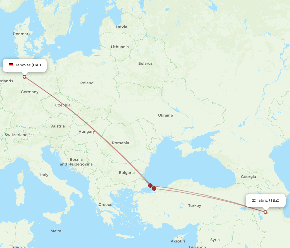 HAJ-TBZ flight routes