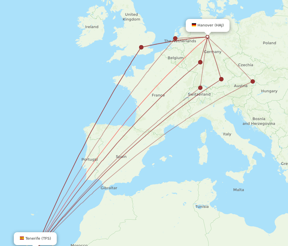 HAJ-TFS flight routes