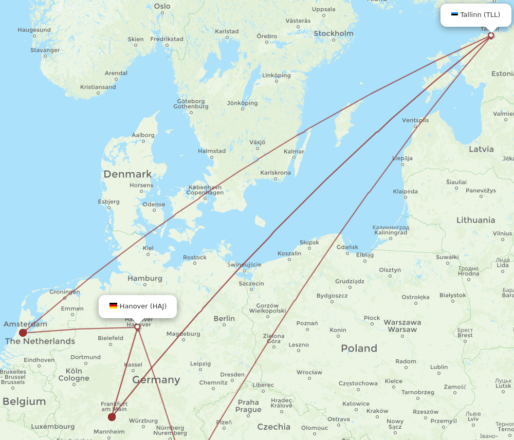HAJ-TLL flight routes