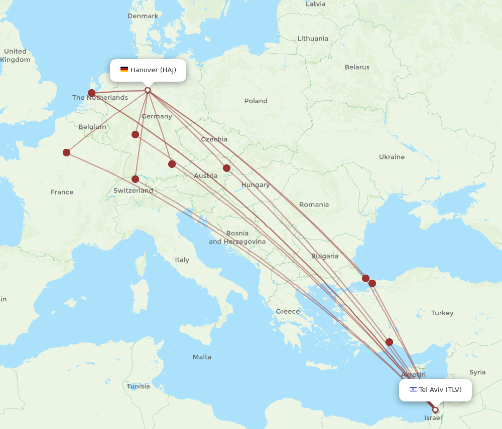 HAJ-TLV flight routes