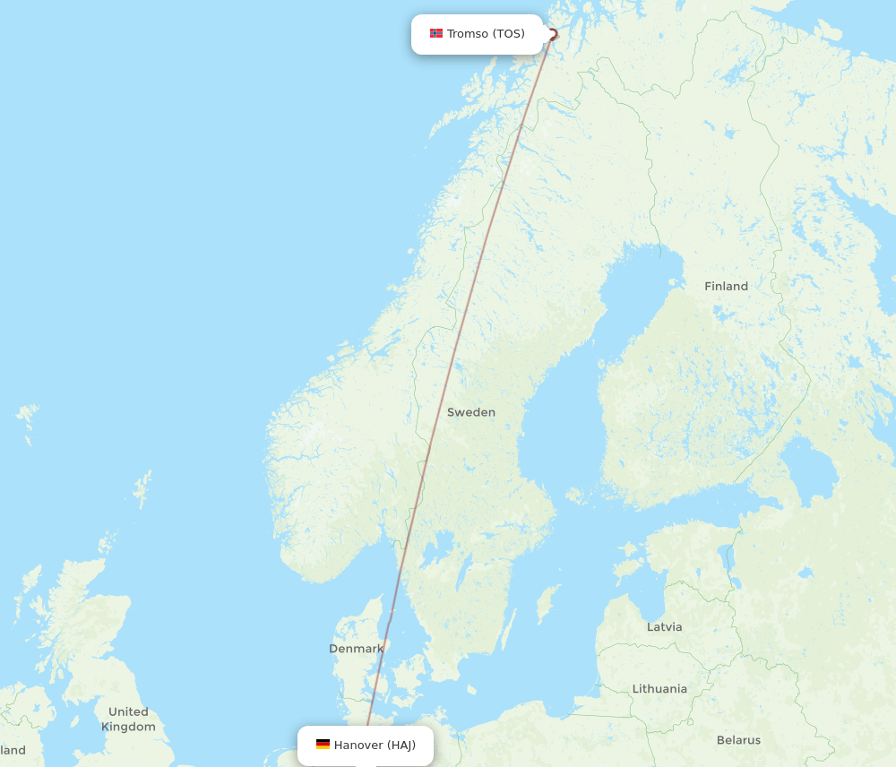 HAJ-TOS flight routes