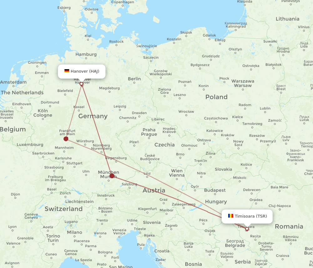 HAJ-TSR flight routes