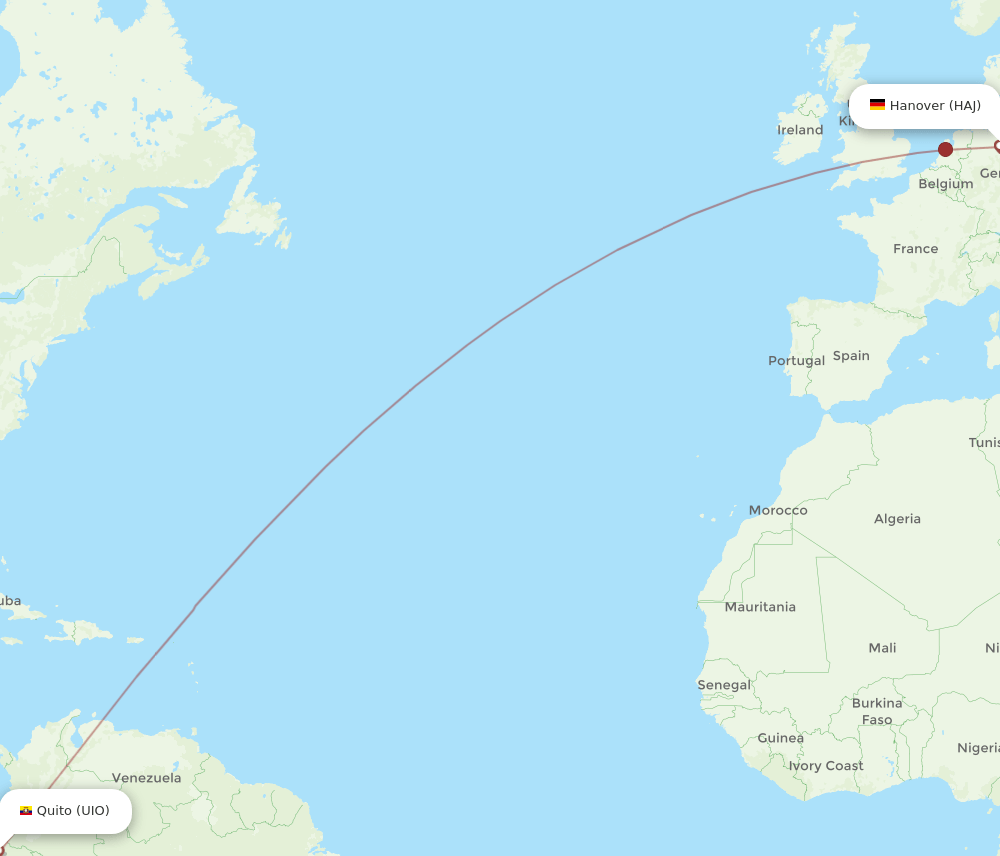 HAJ-UIO flight routes