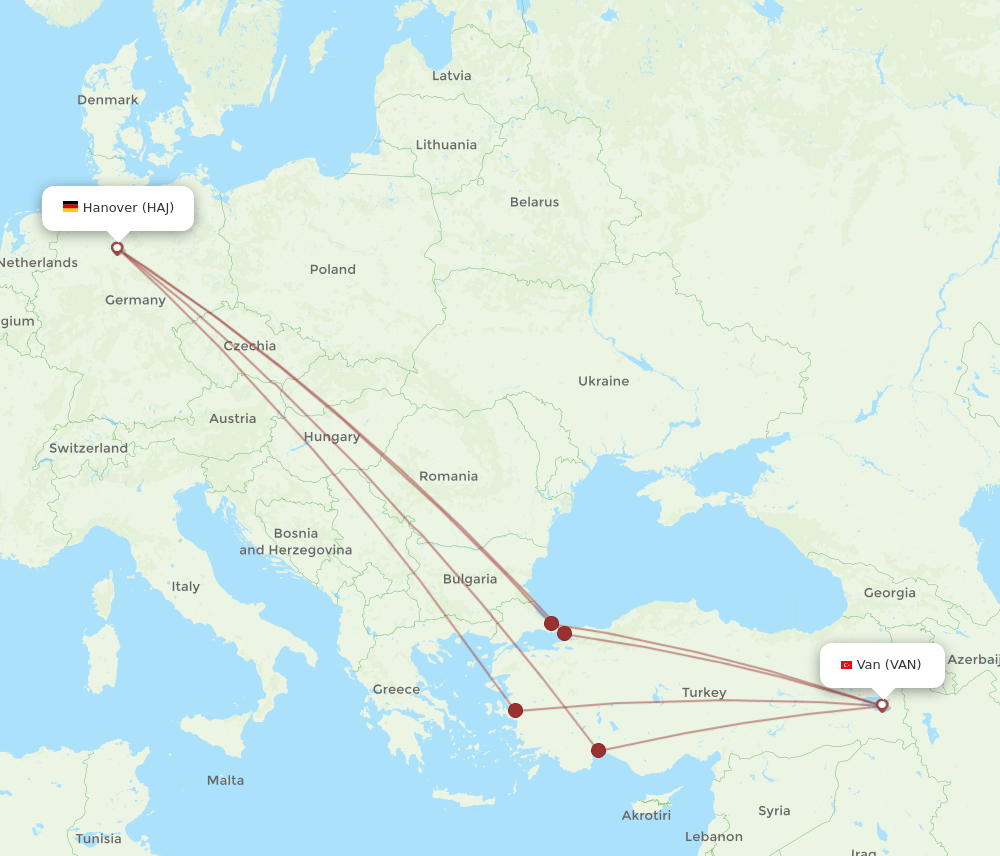 HAJ-VAN flight routes