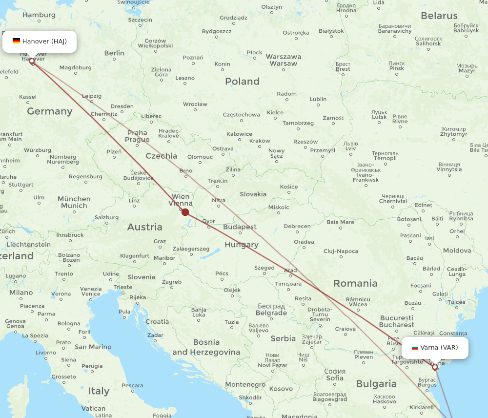 HAJ-VAR flight routes