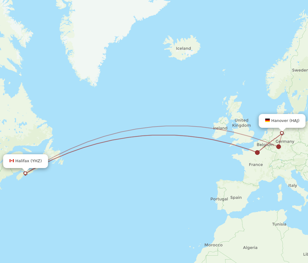 HAJ-YHZ flight routes