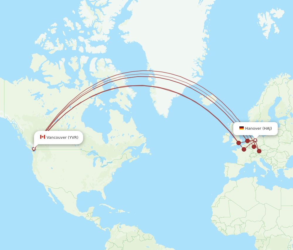 HAJ-YVR flight routes