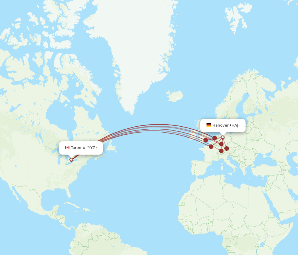 HAJ-YYZ flight routes