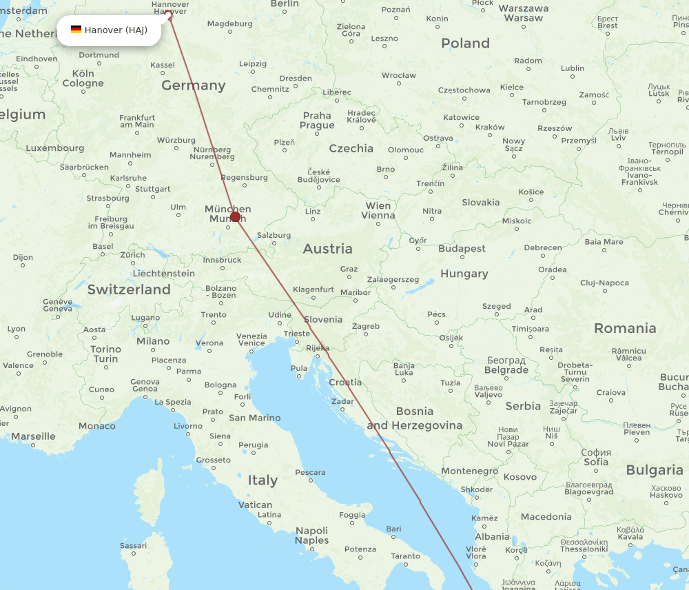 ZTH to HAJ flights and routes map