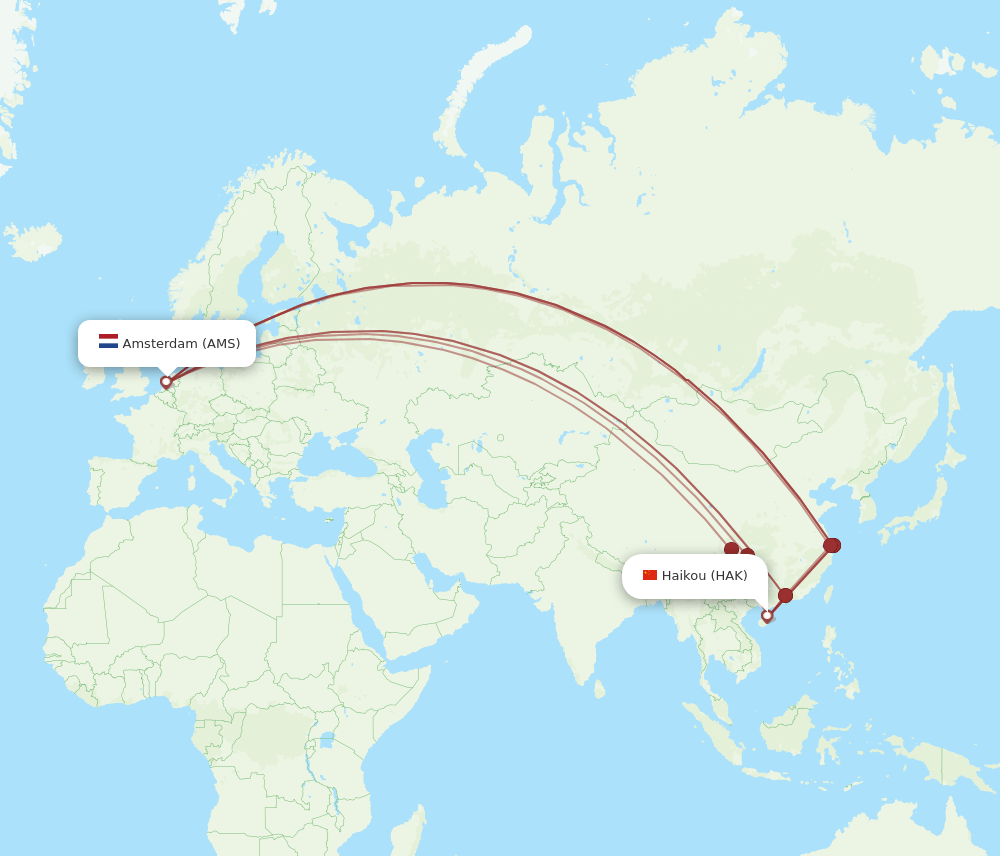 HAK-AMS flight routes