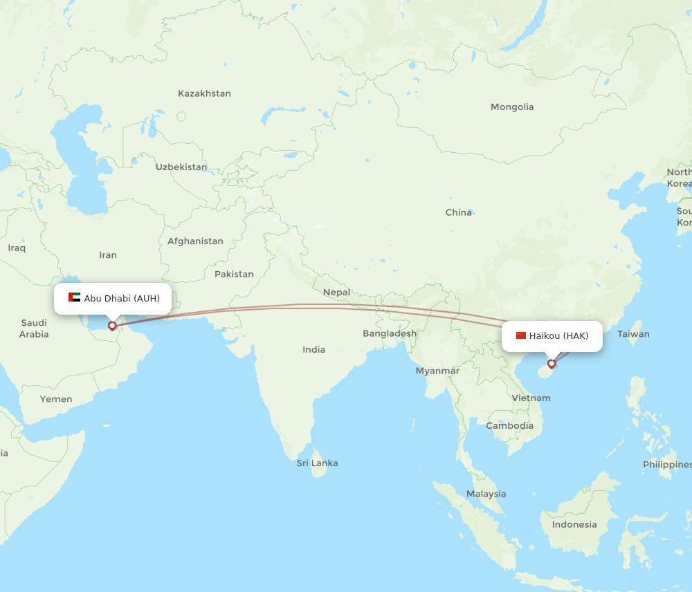 HAK-AUH flight routes
