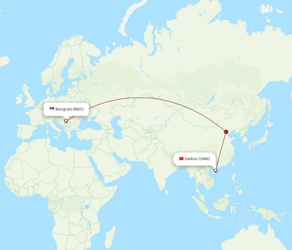 HAK-BEG flight routes