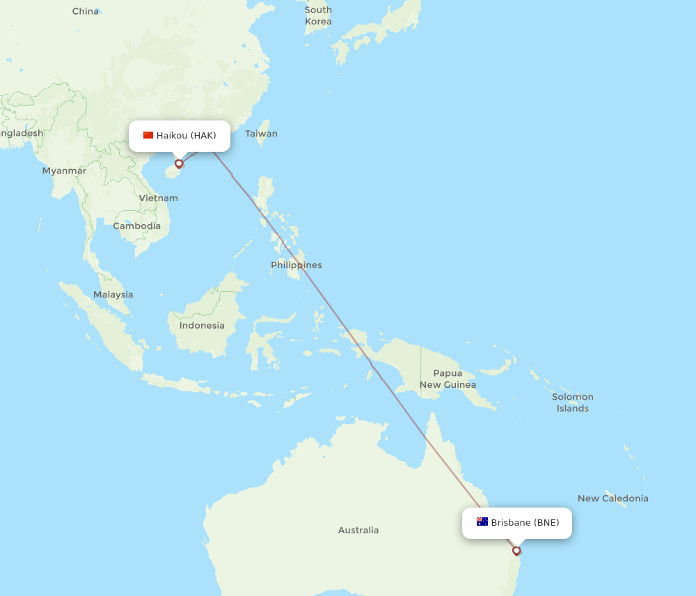 HAK-BNE flight routes