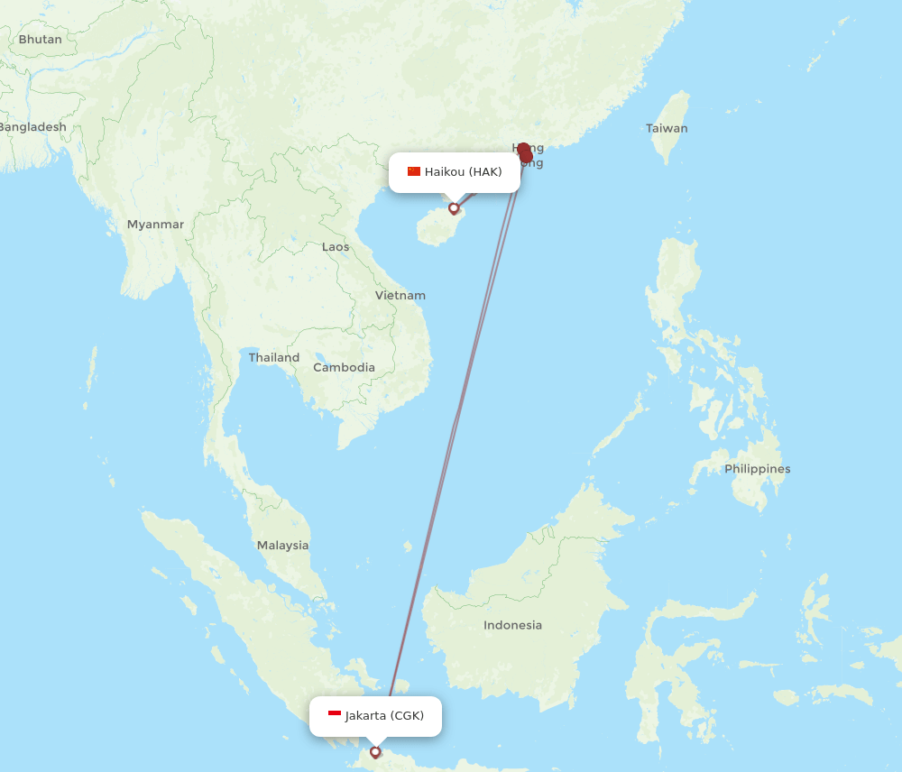 HAK-CGK flight routes