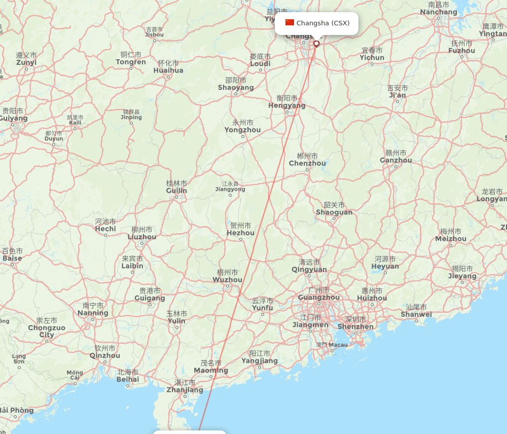 HAK-CSX flight routes