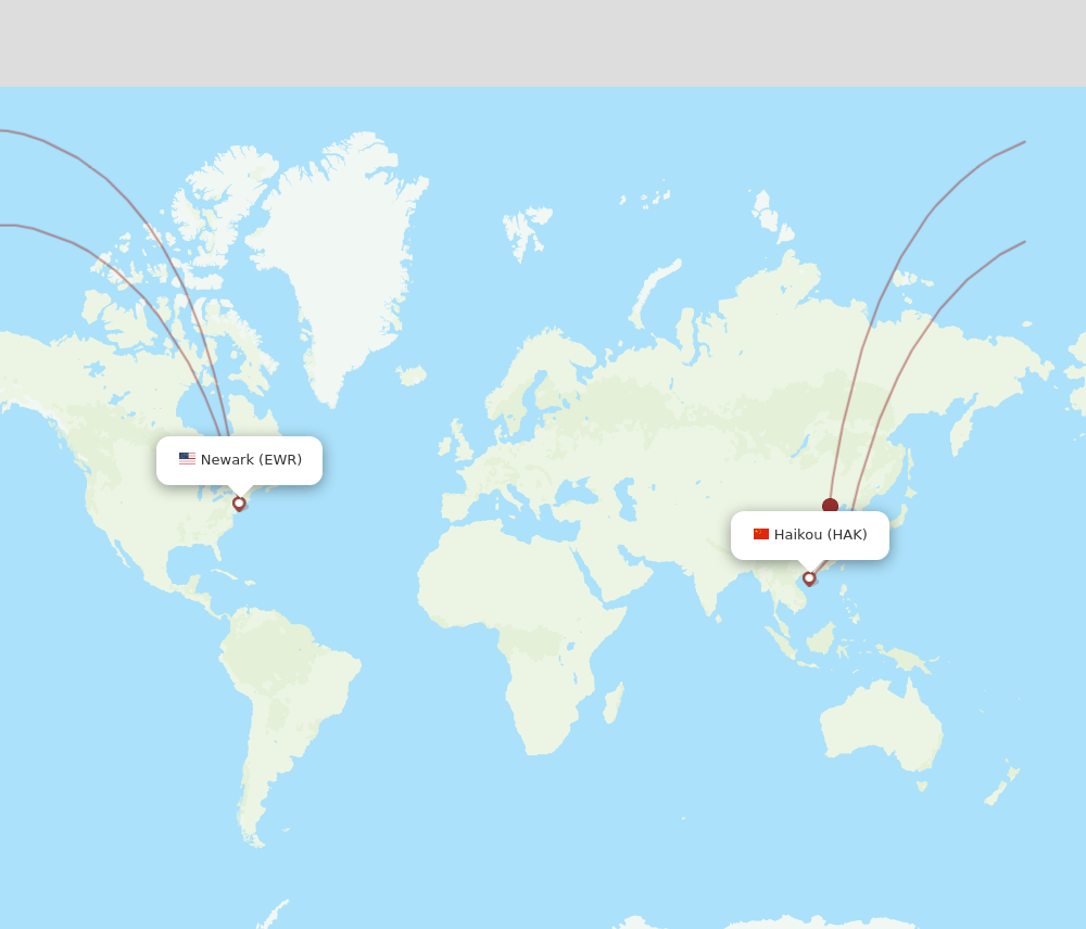 HAK-EWR flight routes