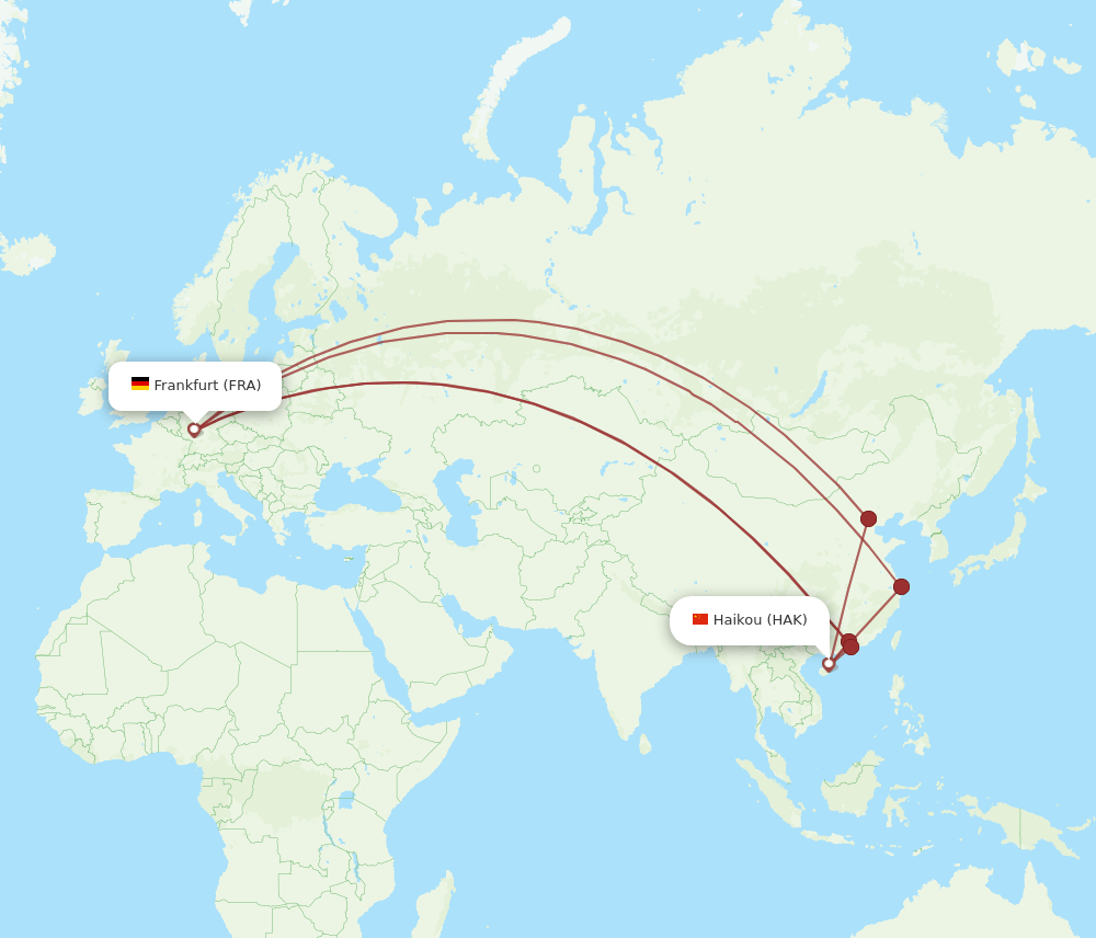 HAK to FRA flights and routes map