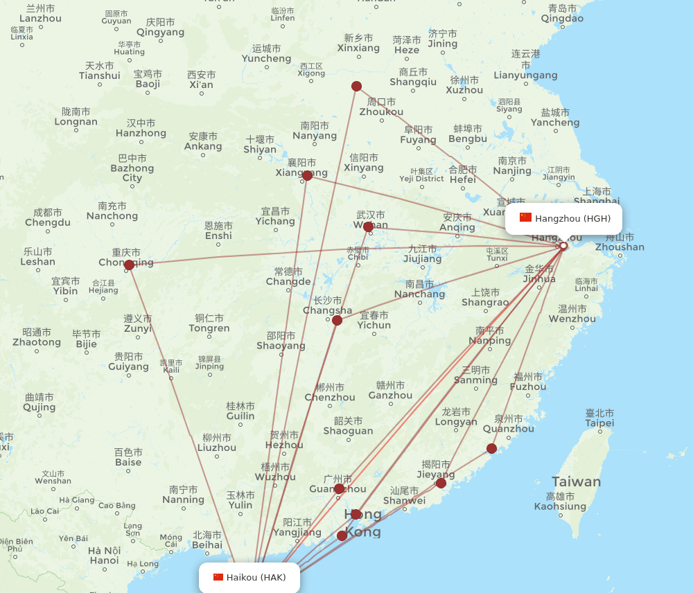 HAK-HGH flight routes