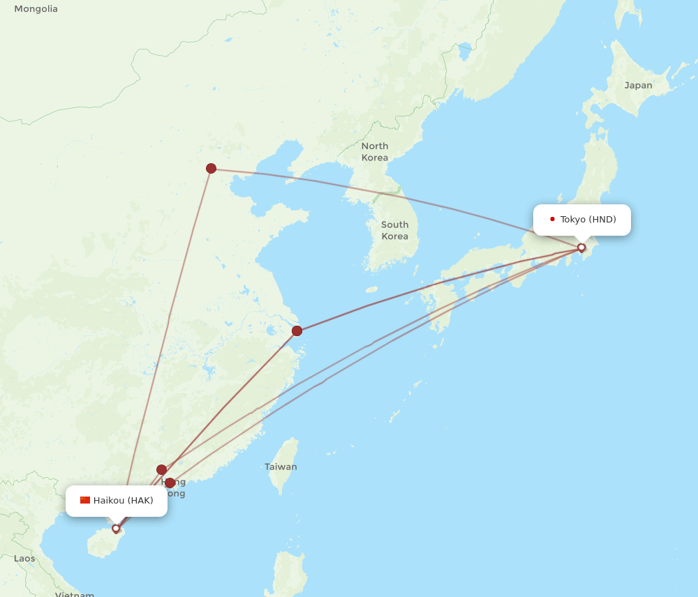 HAK-HND flight routes