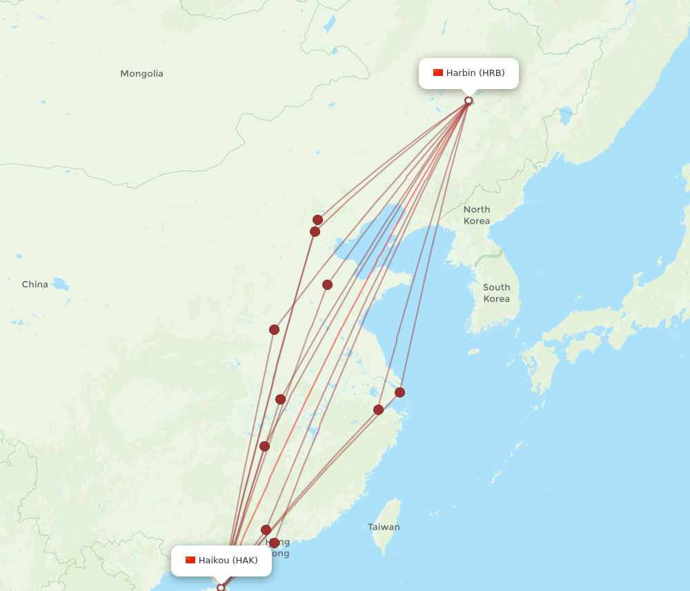 HAK to HRB flights and routes map
