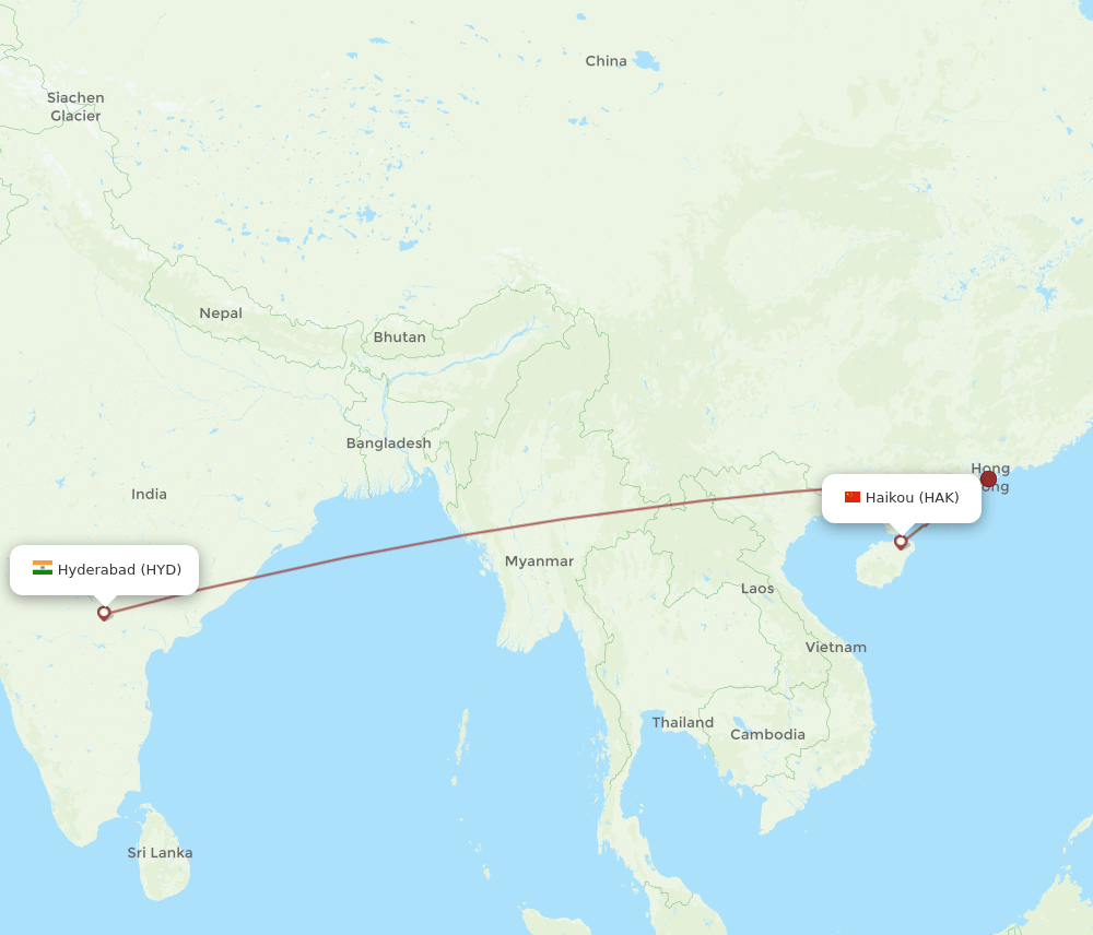 HAK-HYD flight routes