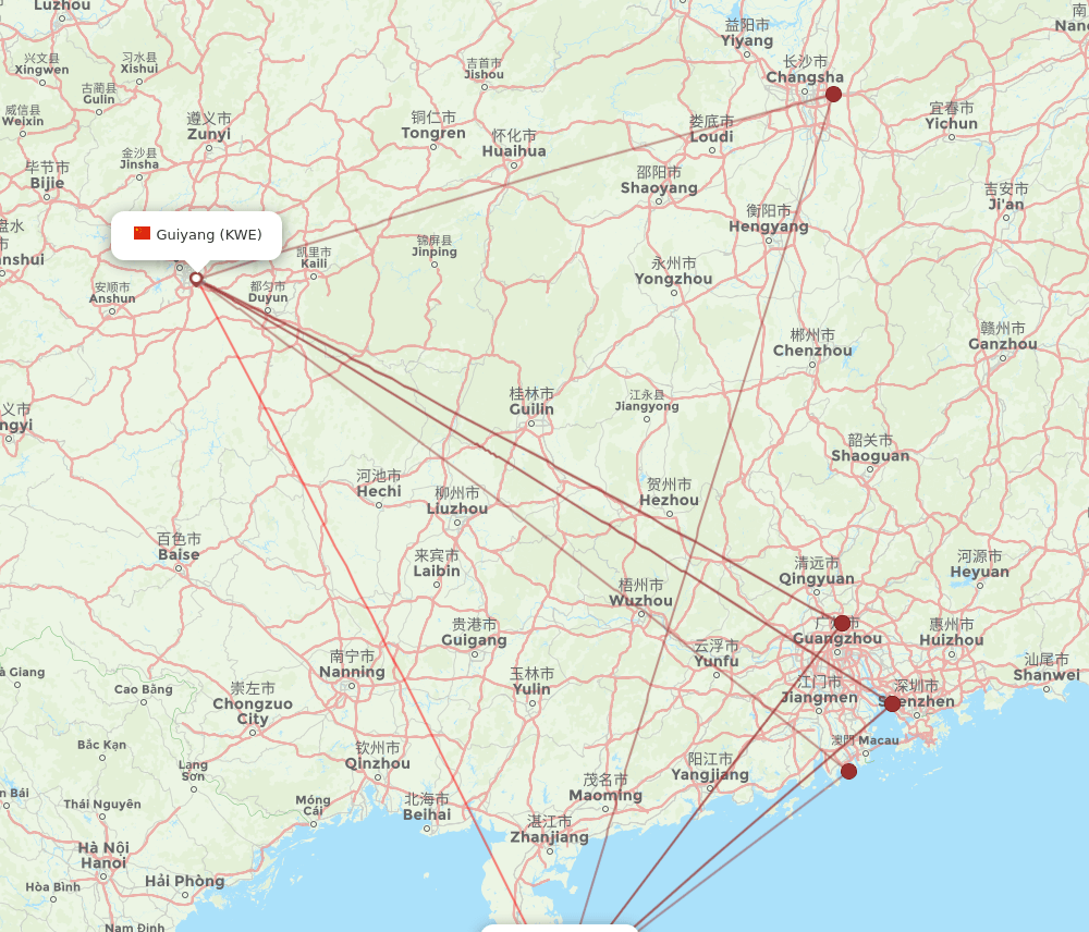 HAK-KWE flight routes