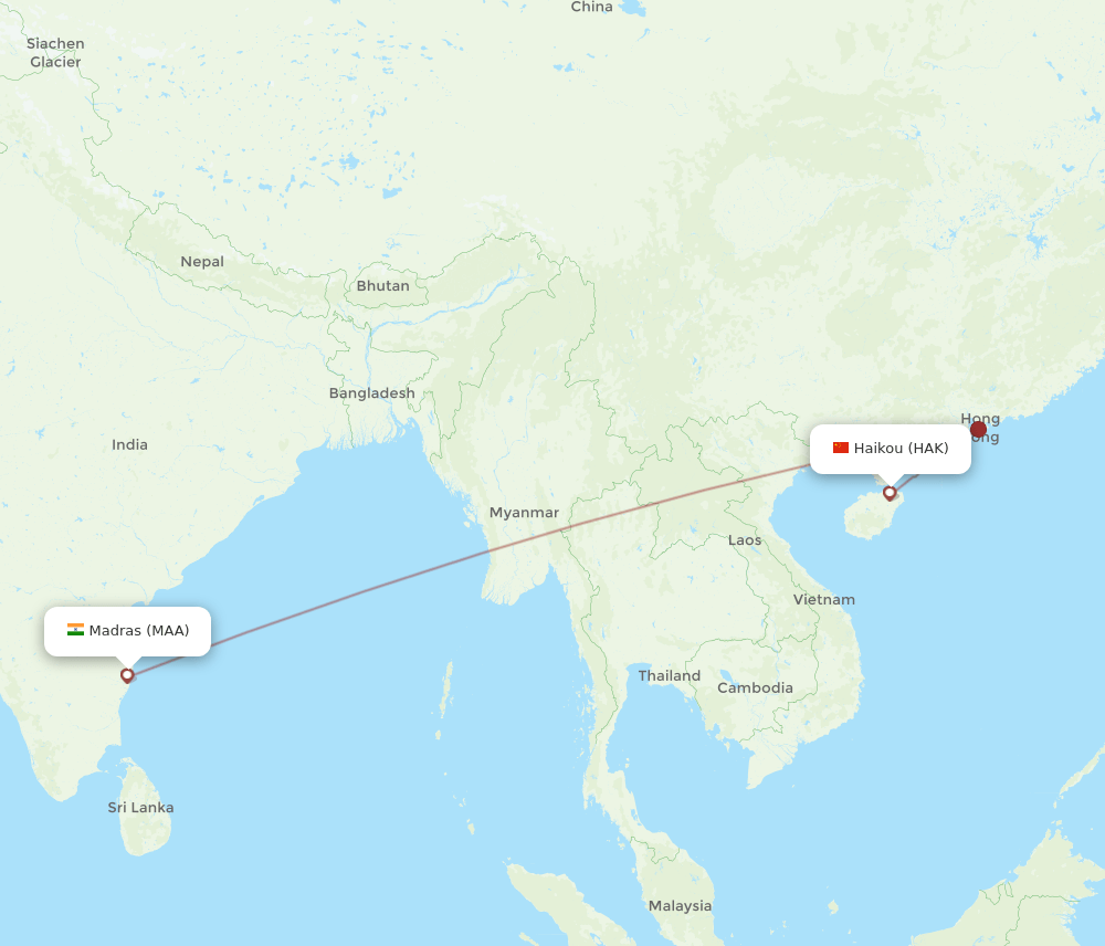 HAK-MAA flight routes