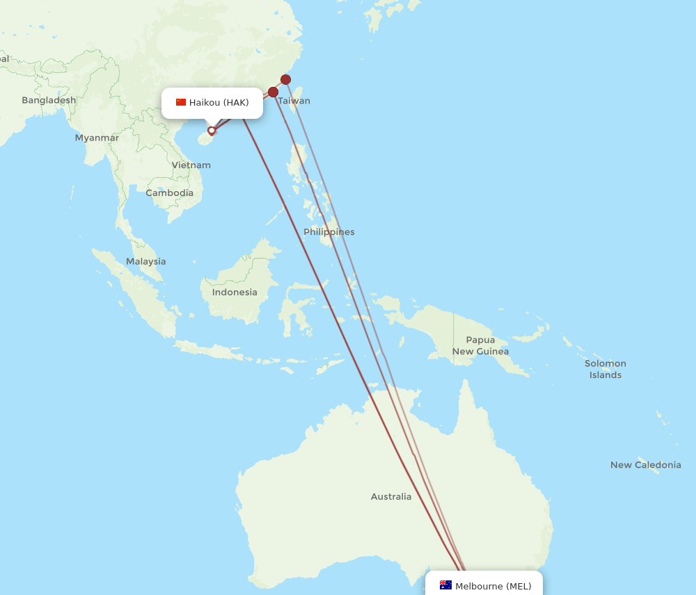 HAK-MEL flight routes